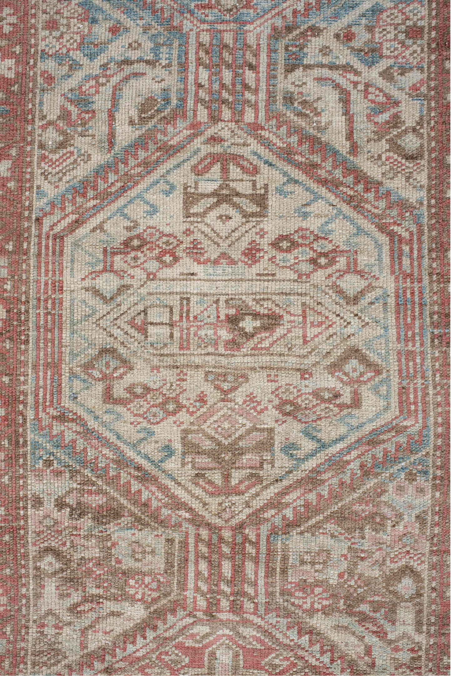3' x 12' one-of-a-kind handmade vintage NW Persian runner rug. Color palette: off-white, gray, pink, light gray, silver