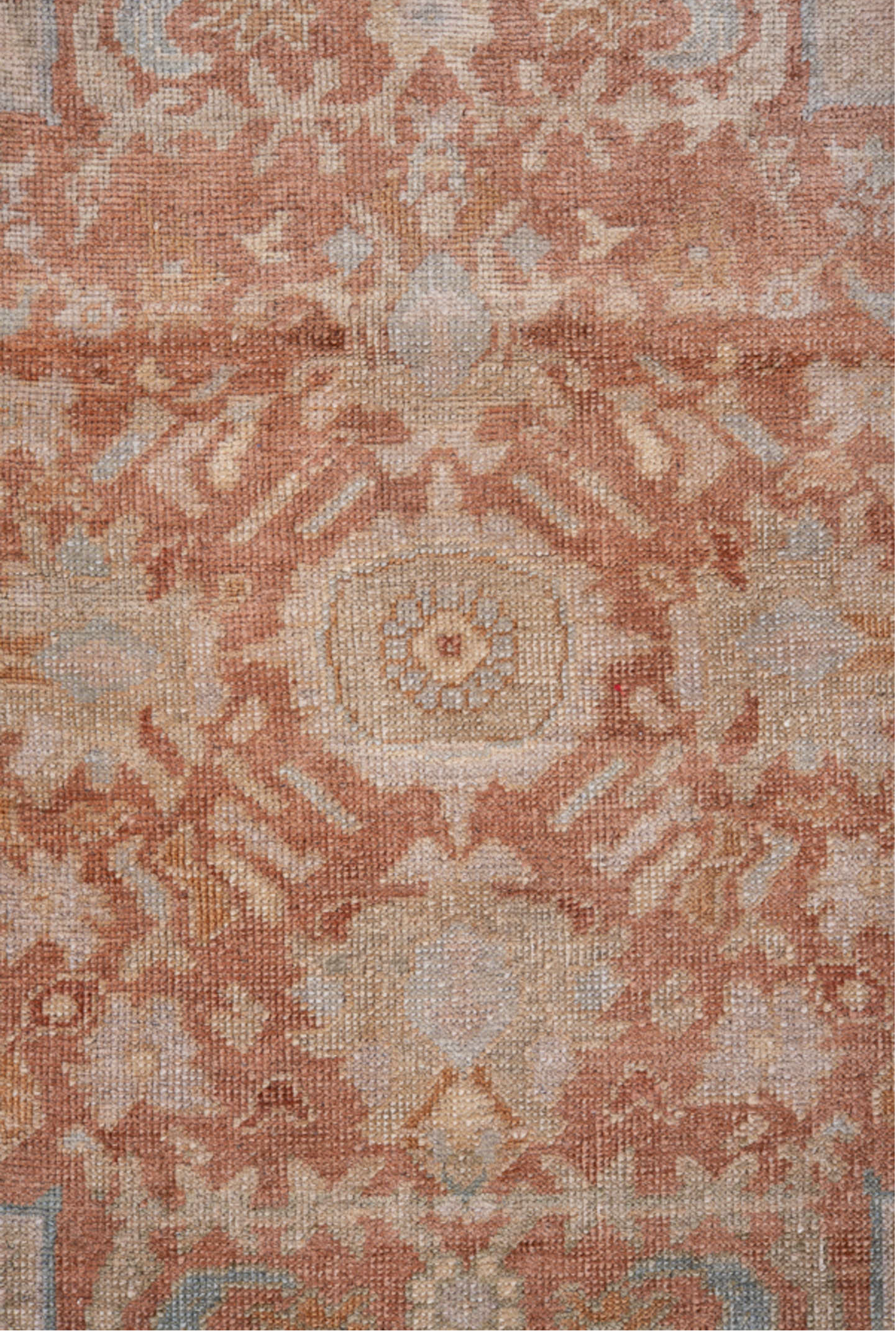 4' x 6' one-of-a-kind handmade vintage Oushak small size rug. Color palette: brown, gray, light gray, pink
