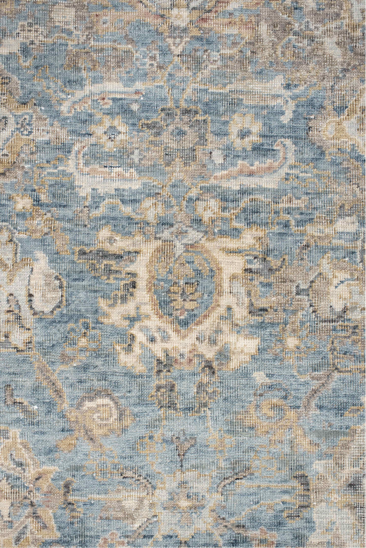 3' x 5' one-of-a-kind handmade vintage Heriz small size rug. Color palette: gray, light gray, off-white, blue, dim gray