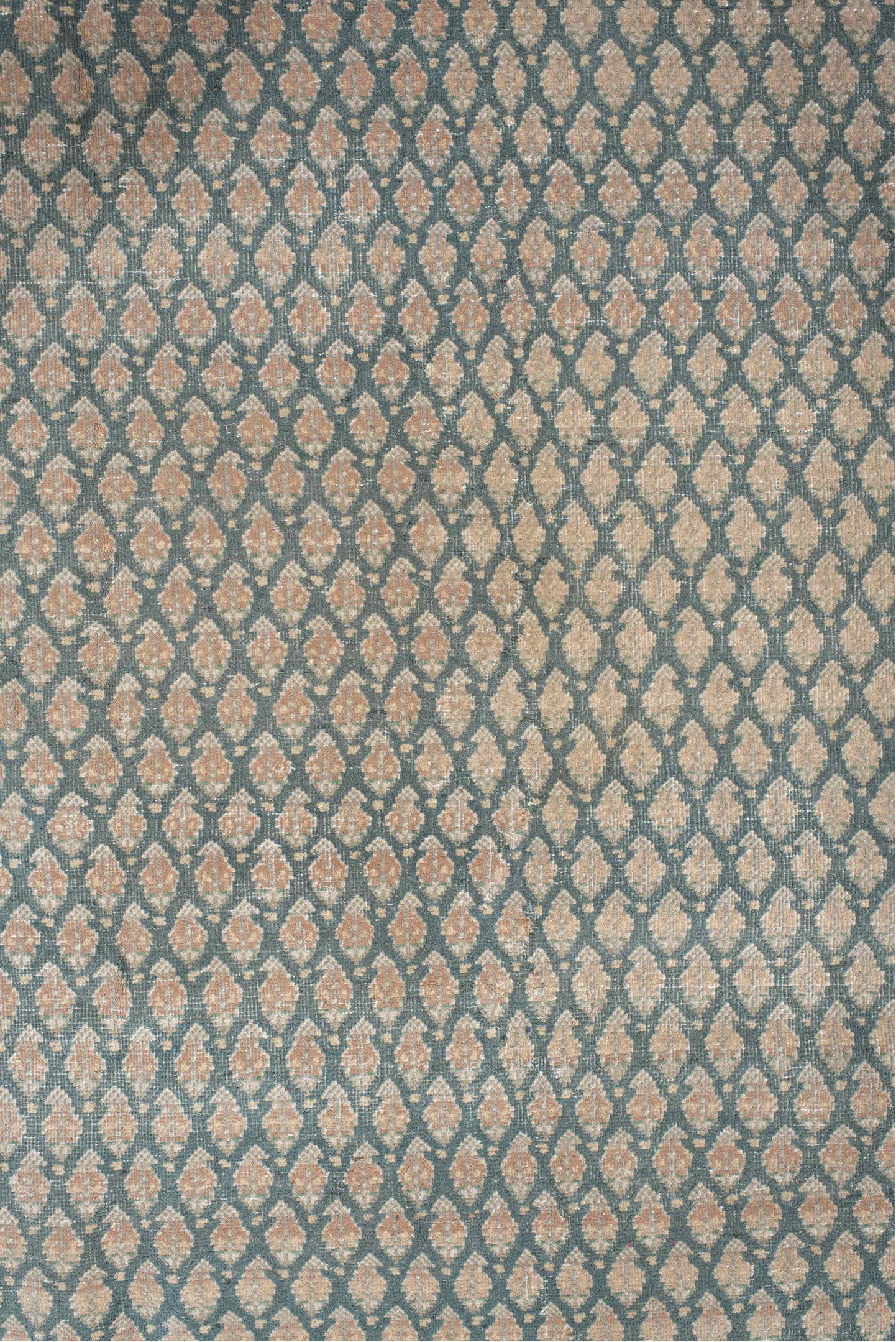 6' x 6' one-of-a-kind handmade vintage Mir rug. Color palette: dark gray, dim gray, gainsboro, gray, light gray, off-white