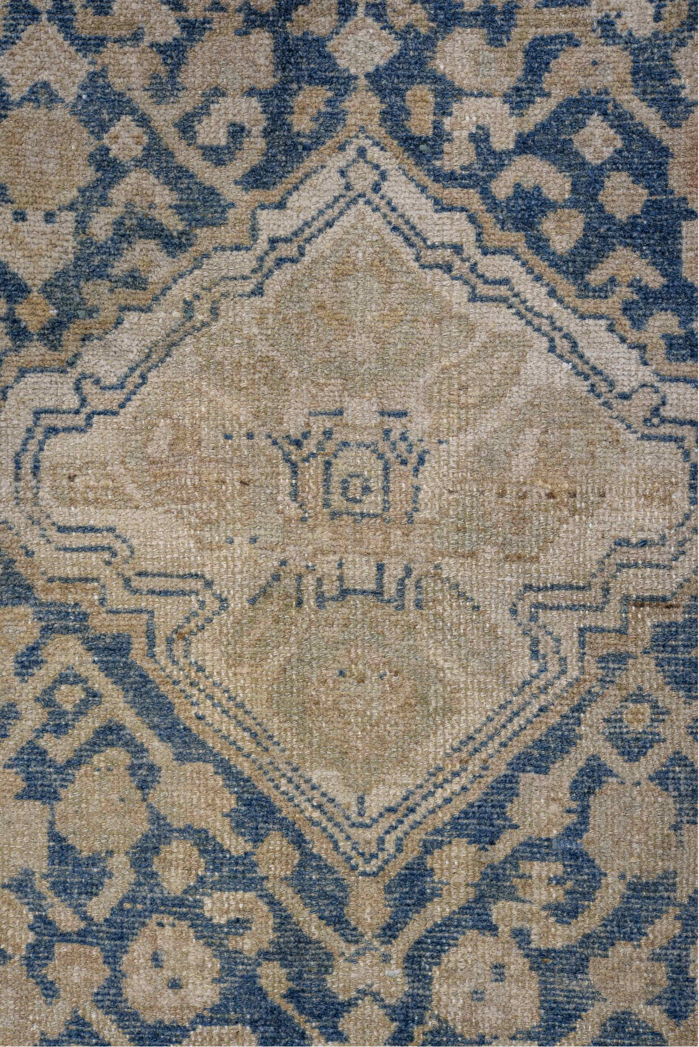 2' x 5' one-of-a-kind handmade vintage Hamadan small size rug. Color palette: arapawa, blue, brown, dark gray, dim gray