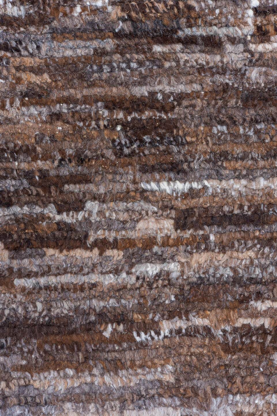 8' x 8' one-of-a-kind handmade vintage Tulu rug. Color palette: black, brown, dark gray, gainsboro, gray, light gray