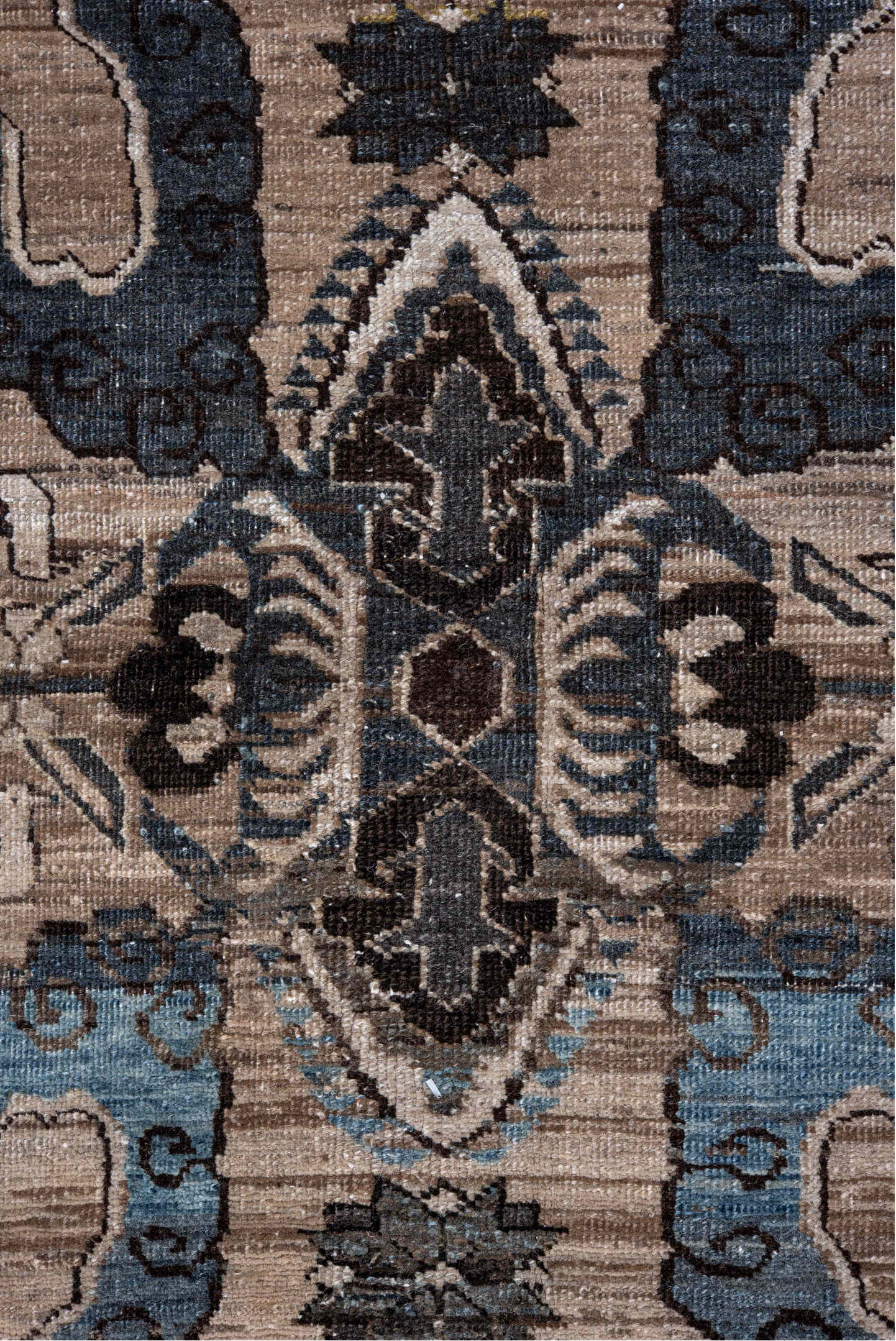 7' x 10' one-of-a-kind handmade vintage Ardebil large size rug. Color palette: black, blue, charcoal, dark gray, gainsboro