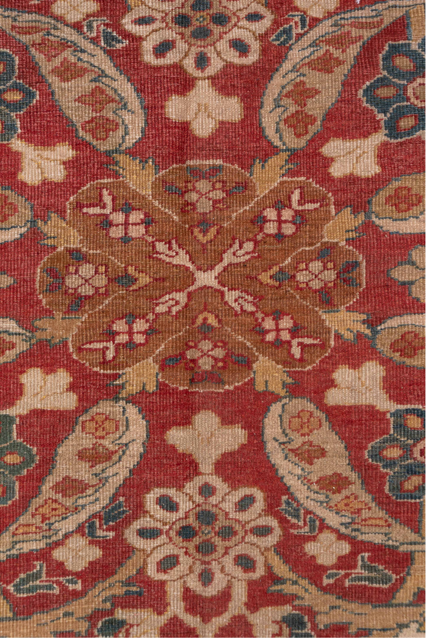 12' x 14' one-of-a-kind handmade vintage Sultanabad oversize rug. Color palette: arapawa, black, blue, brown, dim gray, gray