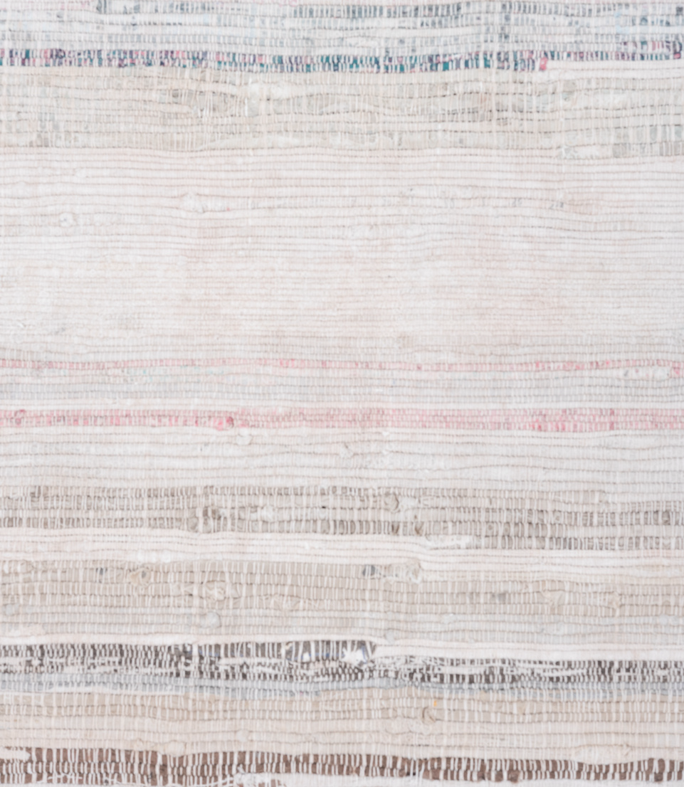 6' x 9' one-of-a-kind handmade vintage Rag Rug medium size rug. Color palette: blue, dark gray, dim gray, gainsboro, gray