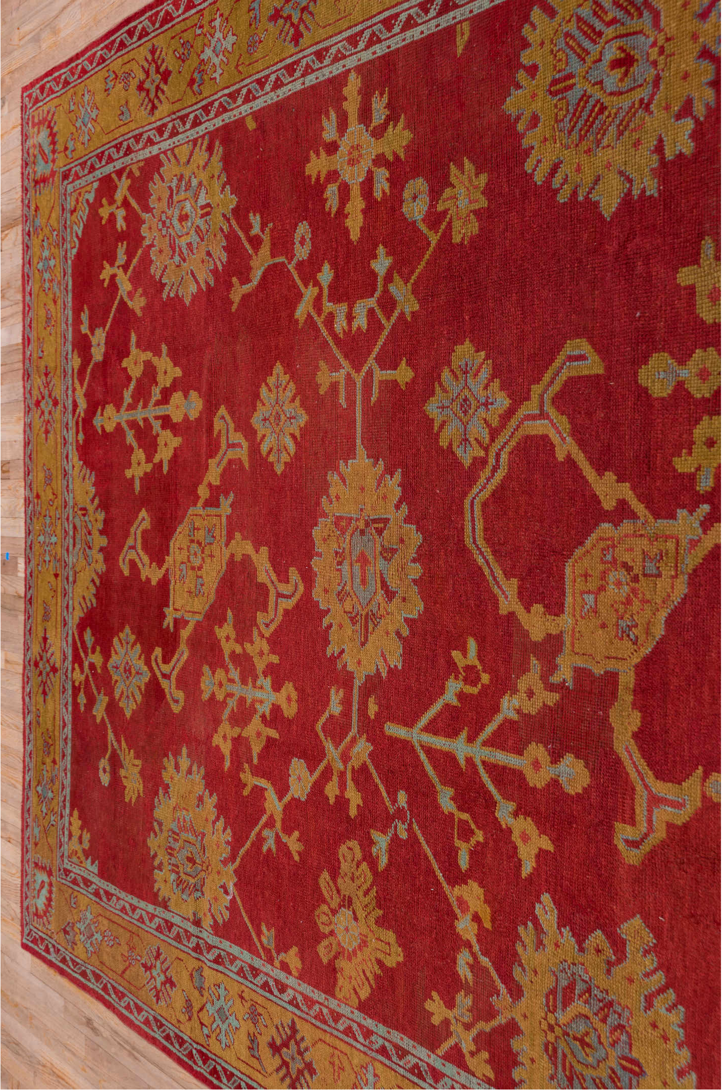 8' x 11' one-of-a-kind handmade vintage Oushak large size rug. Color palette: brown, gray, red