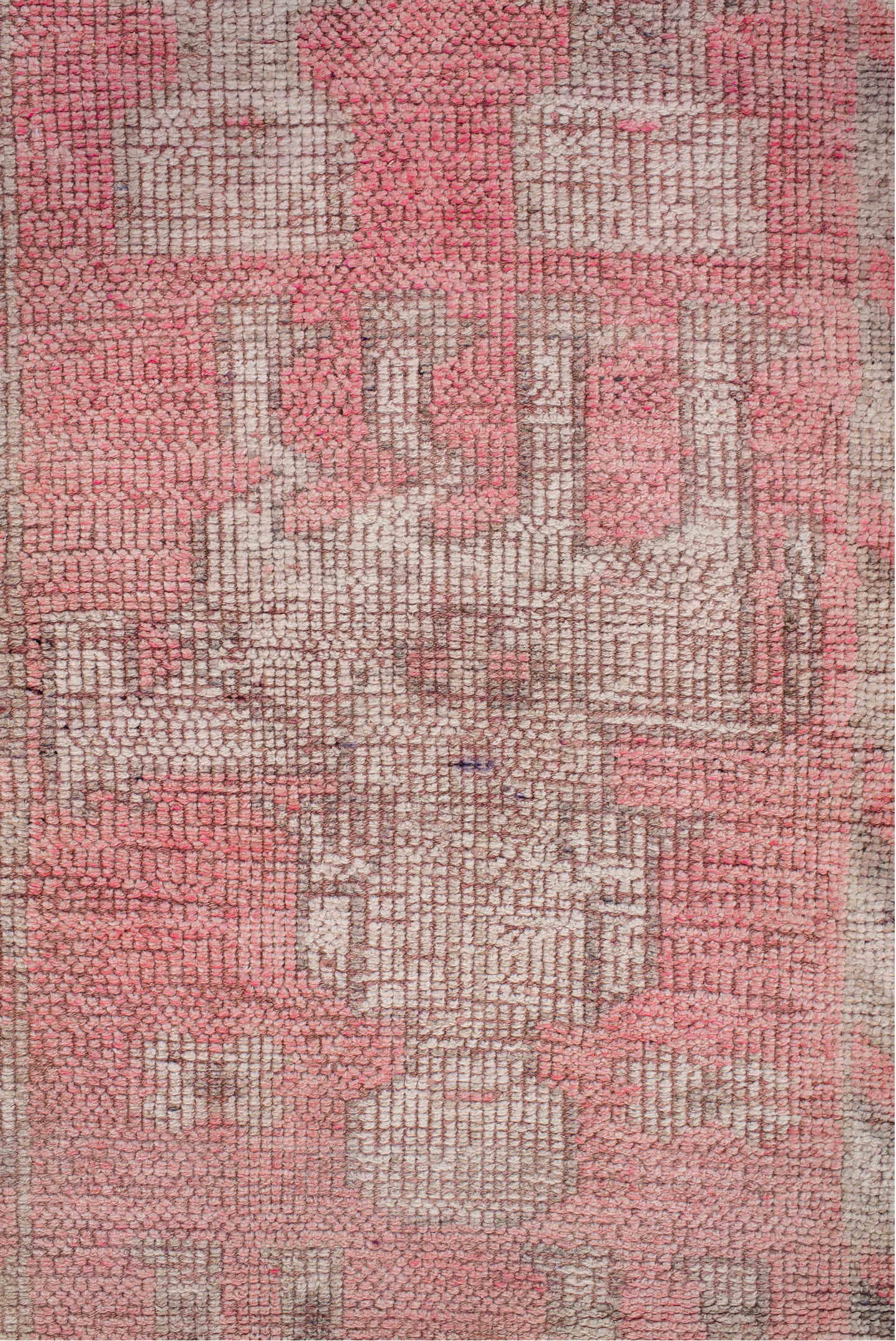 2' x 9' one-of-a-kind handmade vintage Kars runner rug. Color palette: light gray, gray, off-white, red, brown, pink