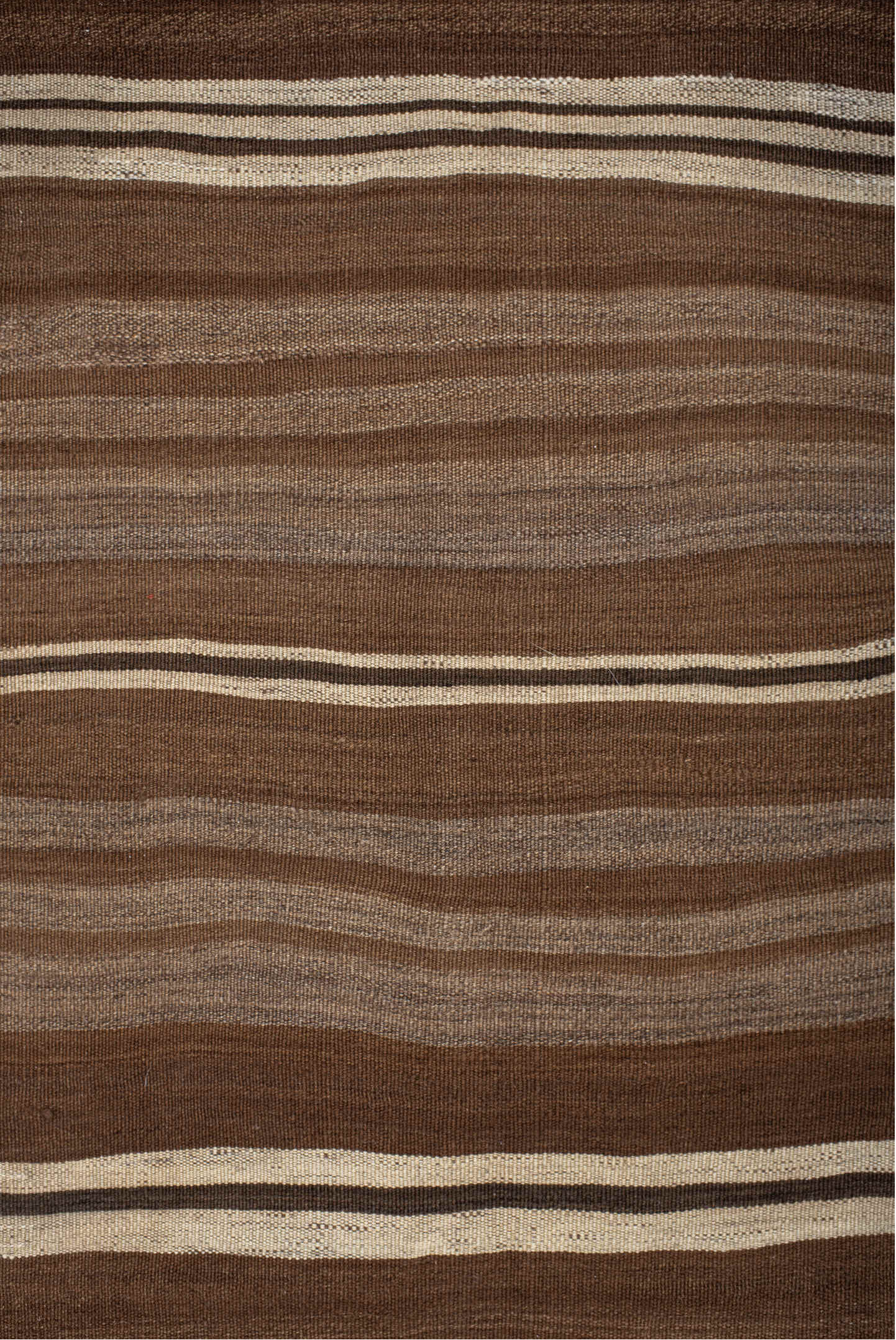 8' x 9' one-of-a-kind handmade vintage Kilim rug. Color palette: brown, gray, light gray