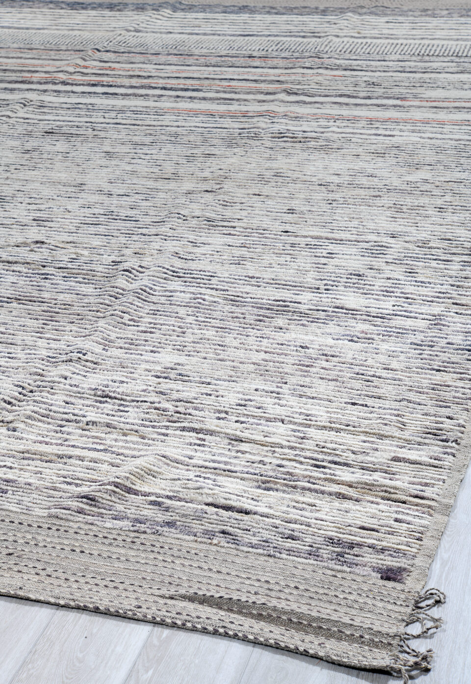 12' x 15' one-of-a-kind handmade vintage Tulu oversize rug. Color palette: black, blue, dark gray, dim gray, gainsboro, gray