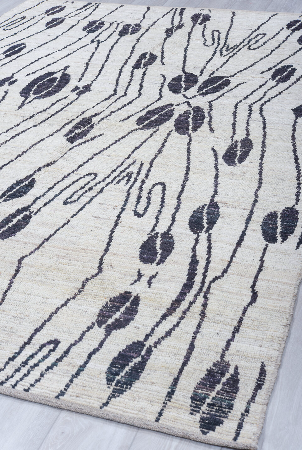 6' x 9' one-of-a-kind handmade vintage Tulu medium size rug. Color palette: black, blue, dark gray, dim gray, gainsboro