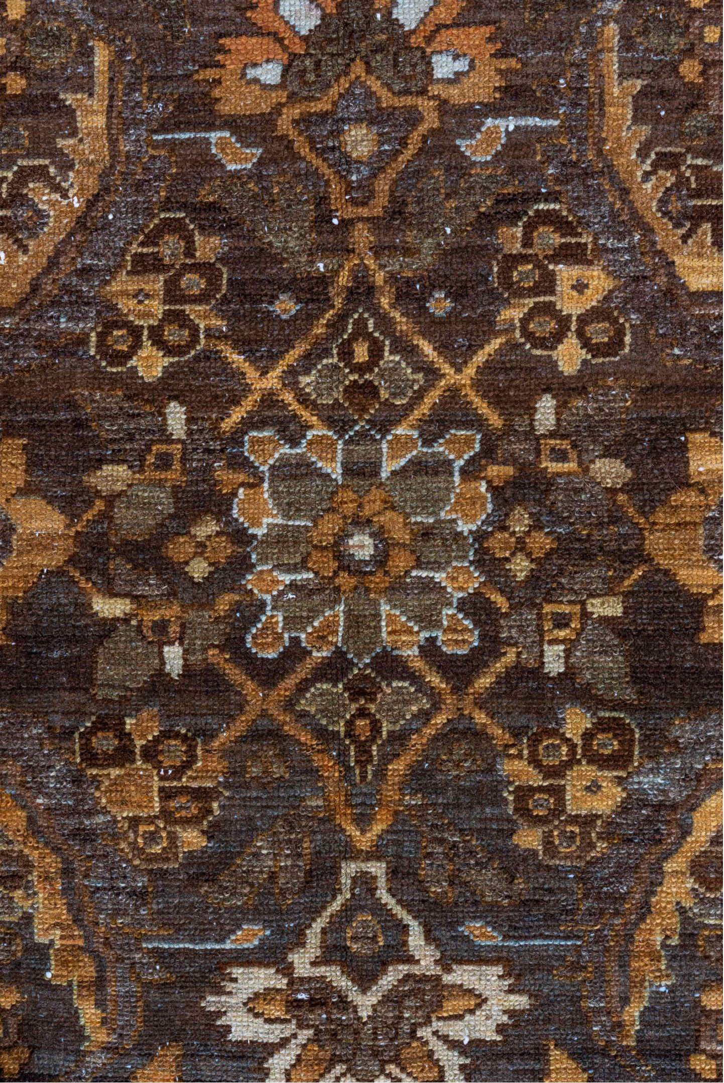 3' x 16' one-of-a-kind handmade vintage Malayer runner rug. Color palette: black, brown, dim gray, gray