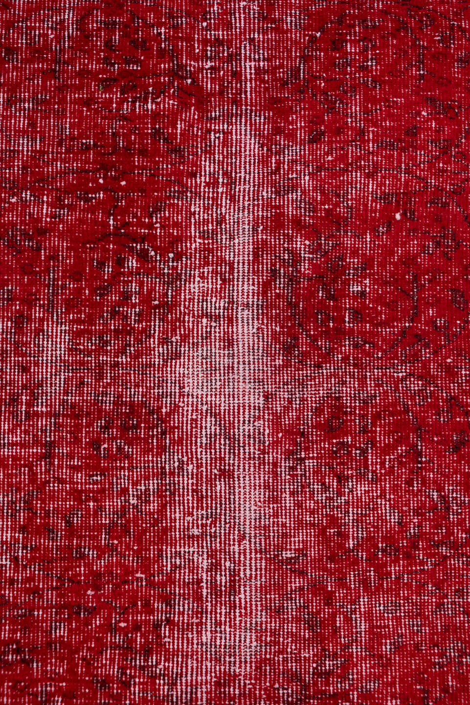 4' x 6' one-of-a-kind handmade vintage Overdyed small size rug. Color palette: brown, burgundy, pink, red, wine