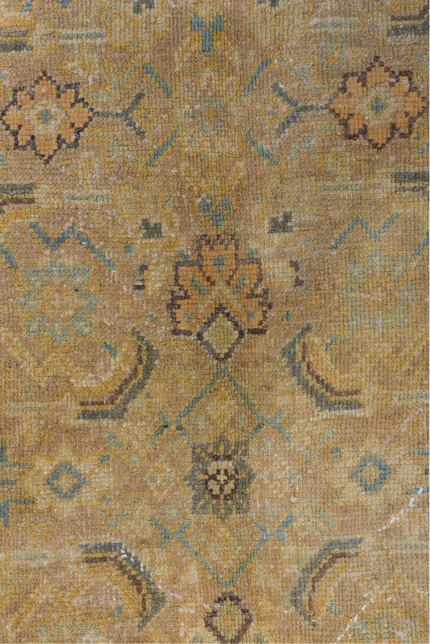8' x 12' one-of-a-kind handmade vintage Mahal large size rug. Color palette: brown, burlywood, gray, light gray, off-white