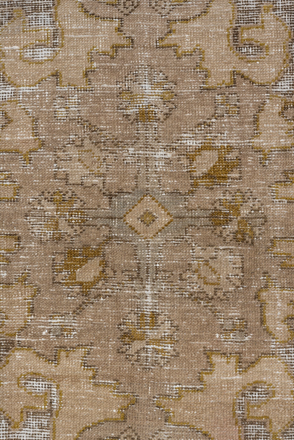 4' x 7' one-of-a-kind handmade vintage Oushak rug. Color palette: brown, gainsboro, gray, light gray, off-white