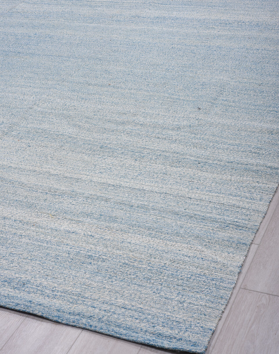 8' x 12' one-of-a-kind handmade vintage Kilim large size rug. Color palette: black, blue, dark gray, dim gray, gainsboro