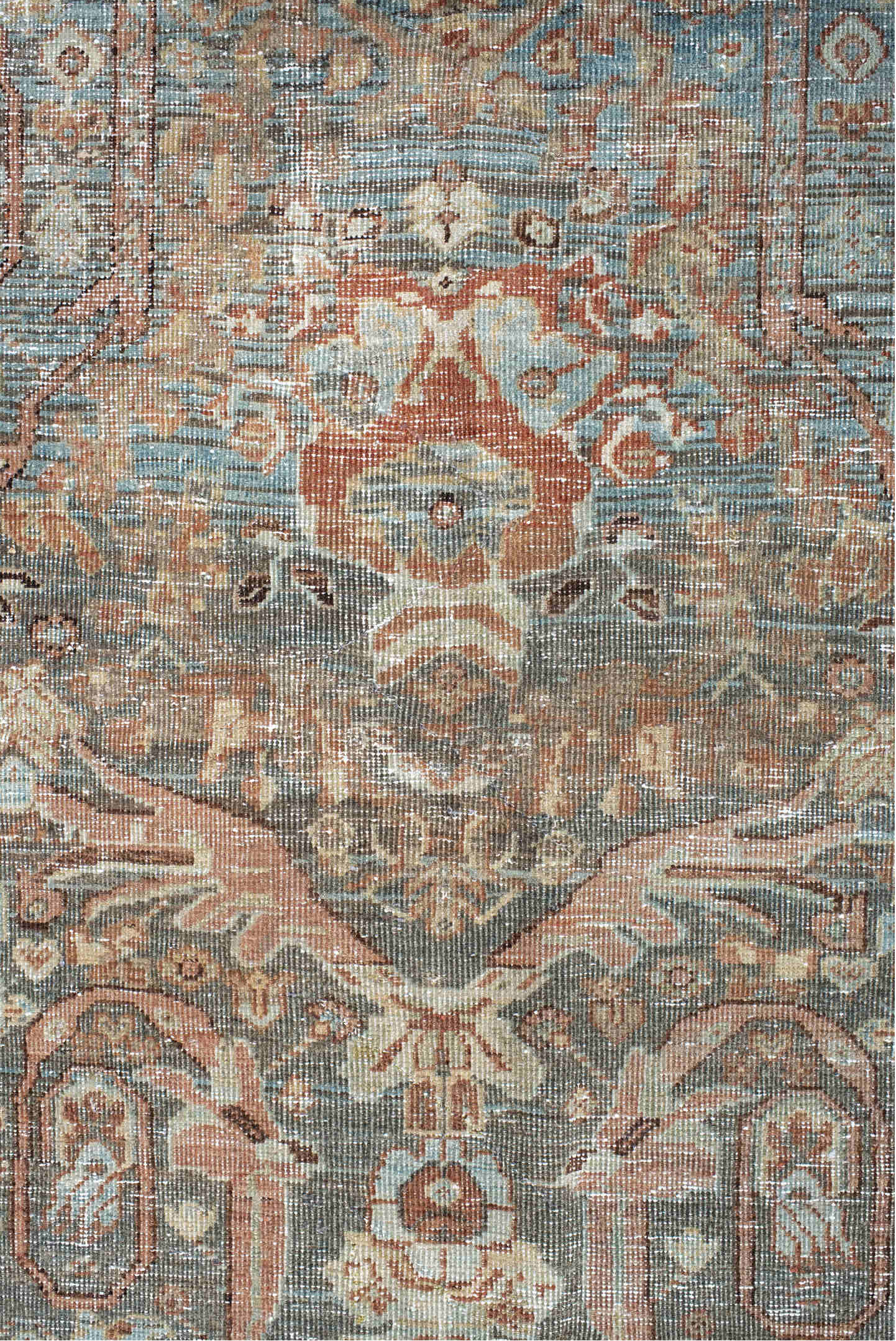 10' x 15' one-of-a-kind handmade vintage Sultanabad rug. Color palette: gray, light gray, off-white, brown, gainsboro