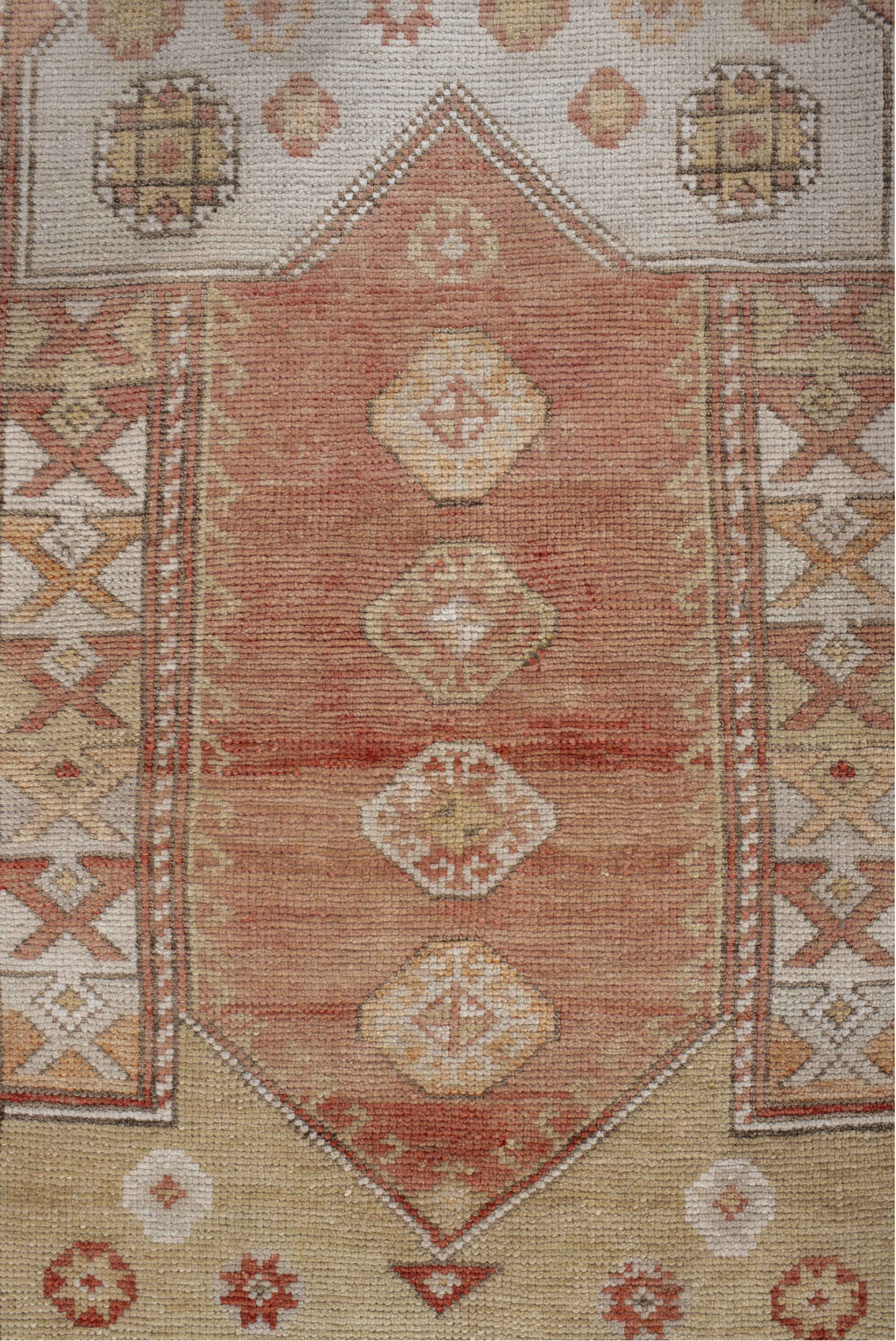 2' x 4' one-of-a-kind handmade vintage Anatolian small size rug. Color palette: brown, gray, light gray, off-white, orange