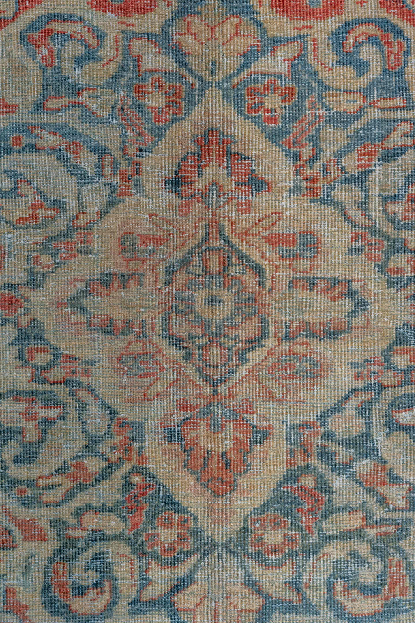 10' x 13' one-of-a-kind handmade vintage Mahal large size rug. Color palette: blue, brown, dark gray, gray, light gray