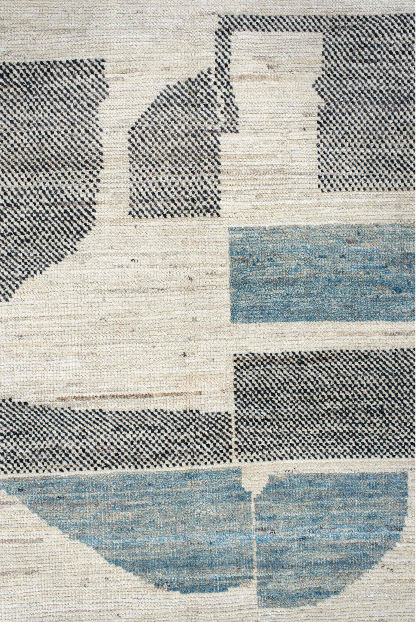 9' x 12' one-of-a-kind handmade vintage Tulu large size rug. Color palette: black, blue, charcoal, dark gray, dim gray, gray