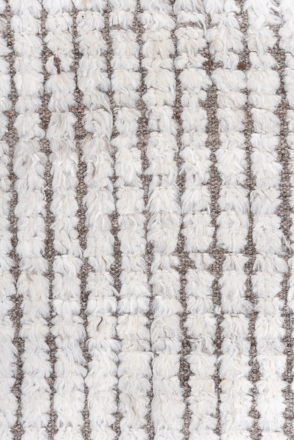 9' x 12' one-of-a-kind handmade vintage Tulu large size rug. Color palette: brown, gray, light gray, off-white, pink, silver