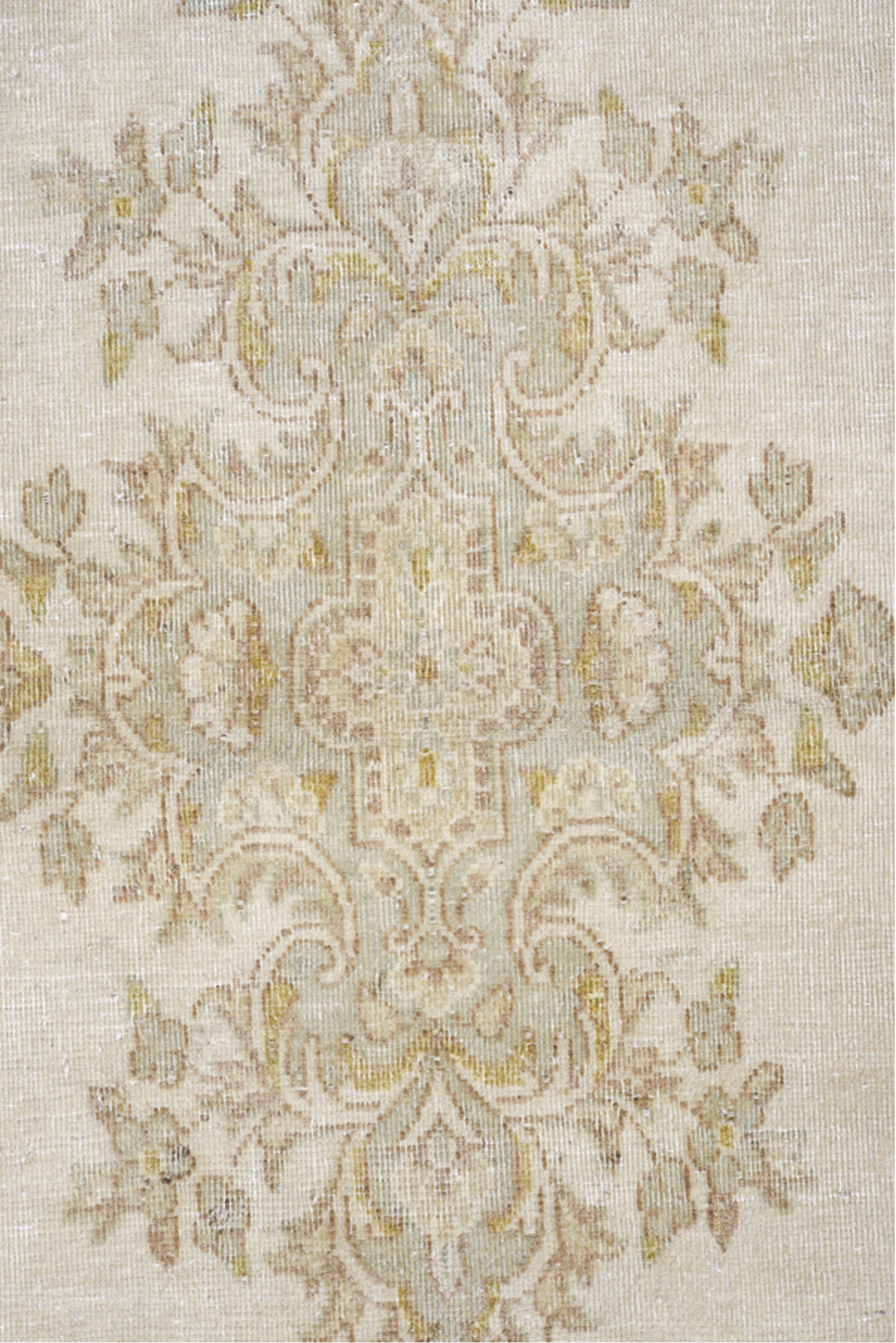 4' x 6' one-of-a-kind handmade vintage Kerman small size rug. Color palette: brown, gray, light gray, off-white, silver