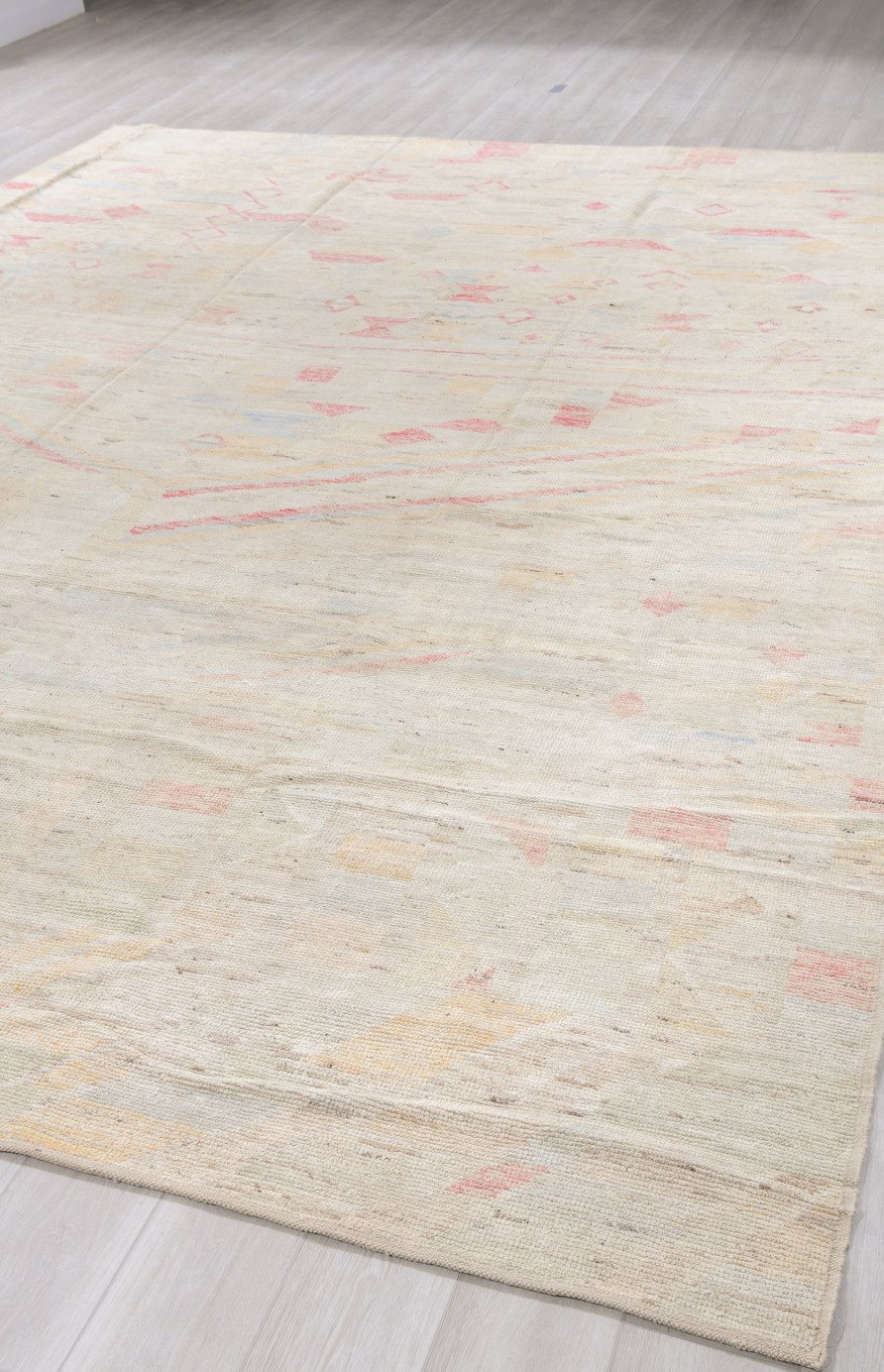 10' x 14' one-of-a-kind handmade vintage Tulu large size rug. Color palette: brown, dark gray, gainsboro, gray, light gray