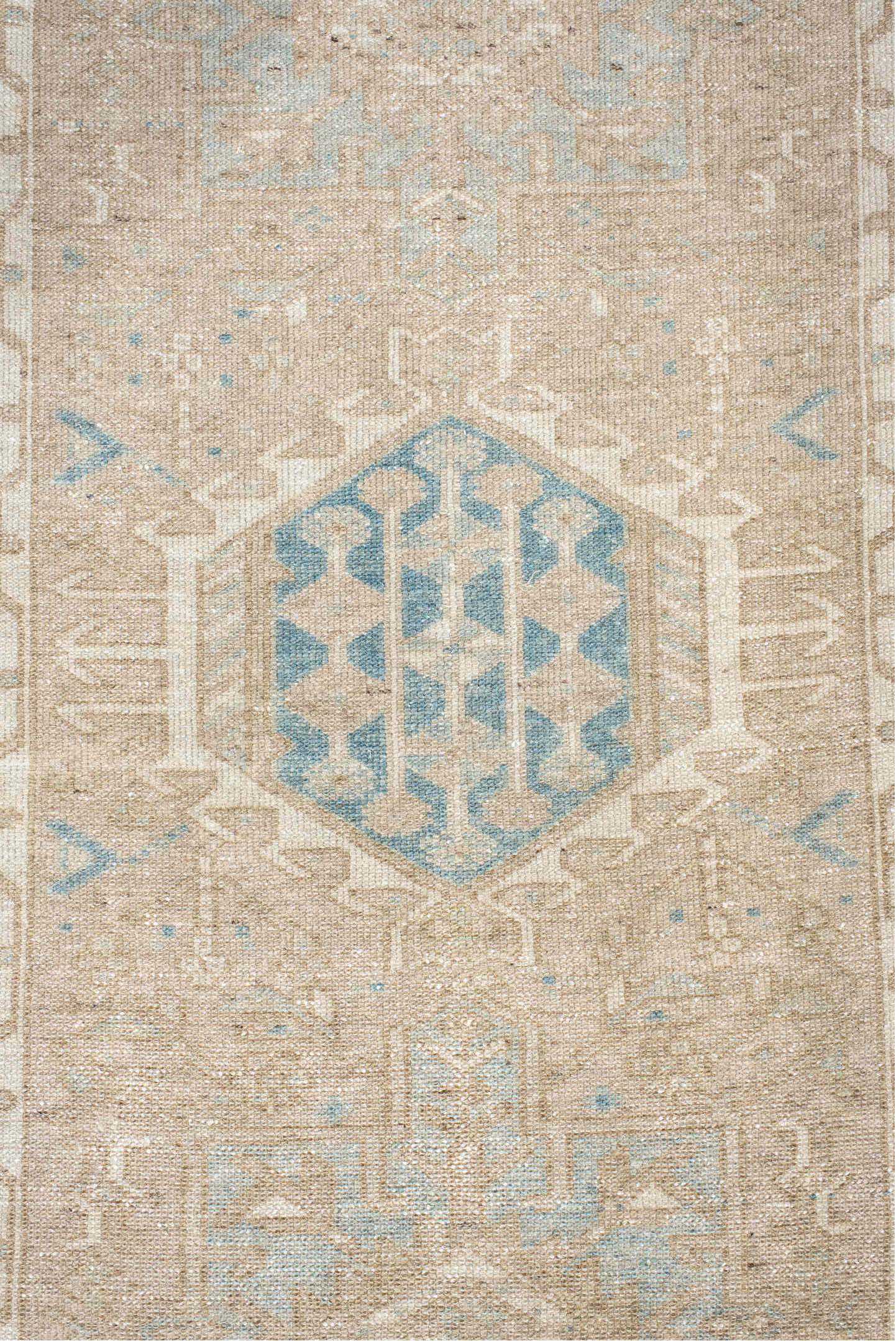 2' x 11' one-of-a-kind handmade vintage Karaje runner rug. Color palette: blue, brown, dark gray, gray, light gray