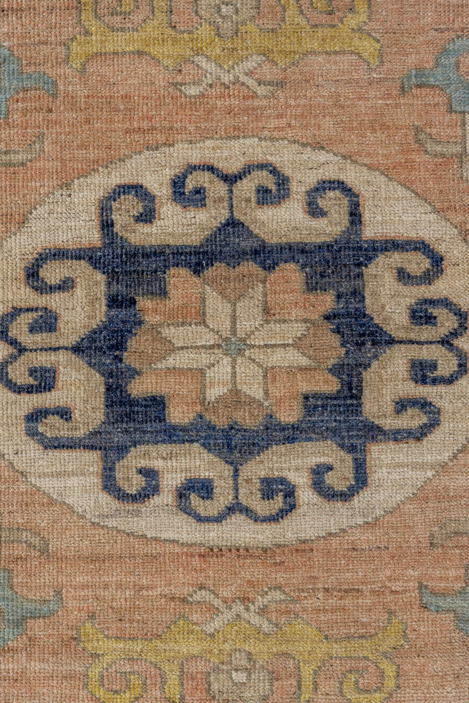 10' x 14' one-of-a-kind handmade vintage Khotan large size rug. Color palette: black, blue, brown, gray, light slate gray