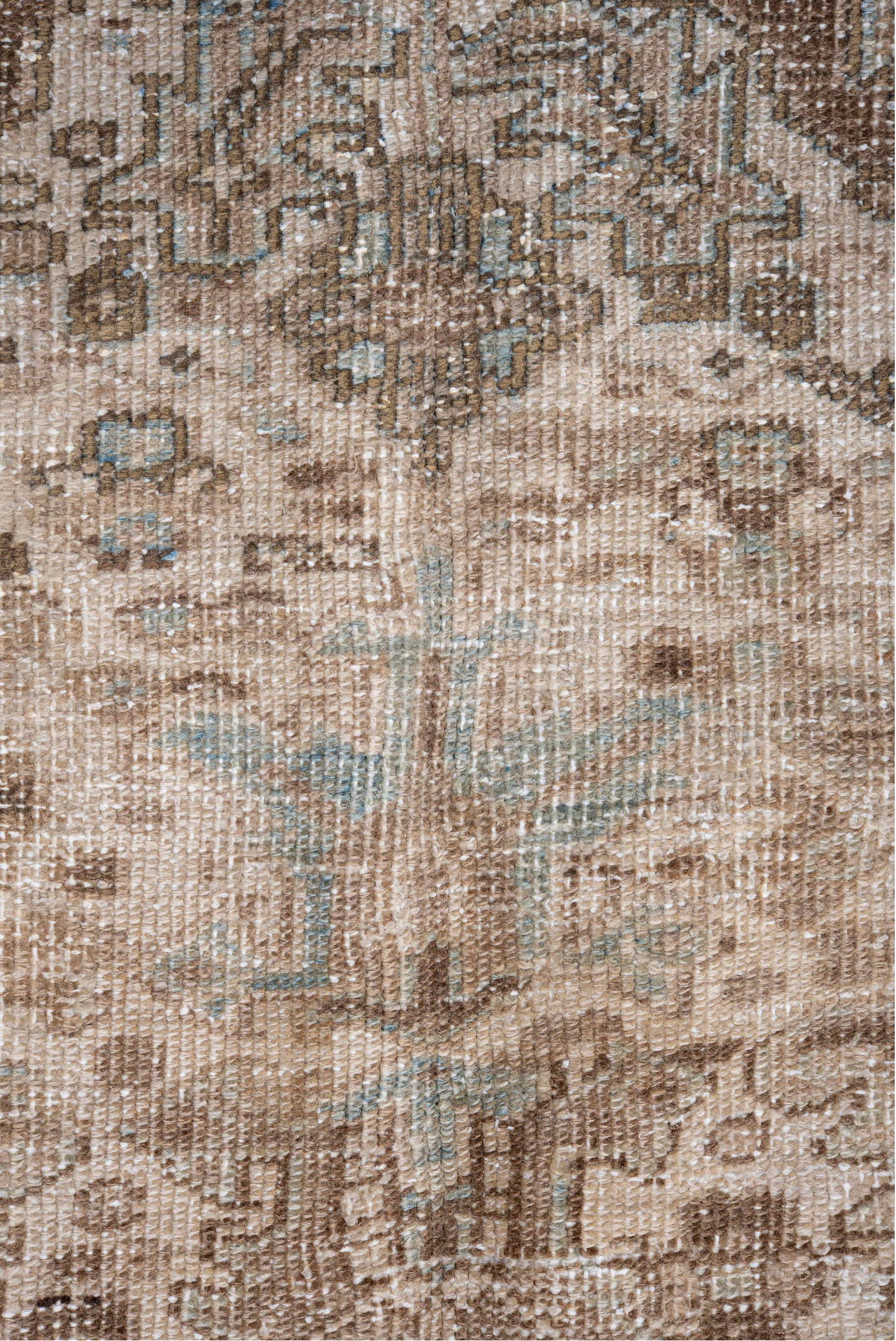 7' x 9' one-of-a-kind handmade vintage Heriz rug. Color palette: blue, brown, gainsboro, gray, light gray, light slate gray