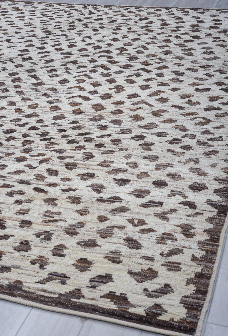 10' x 14' one-of-a-kind handmade vintage Tulu large size rug. Color palette: black, dark gray, dim gray, gainsboro, gray