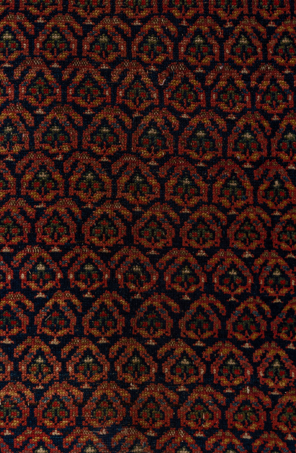 5' x 11' one-of-a-kind handmade vintage Malayer rug. Color palette: black, brown, gray, pink, red