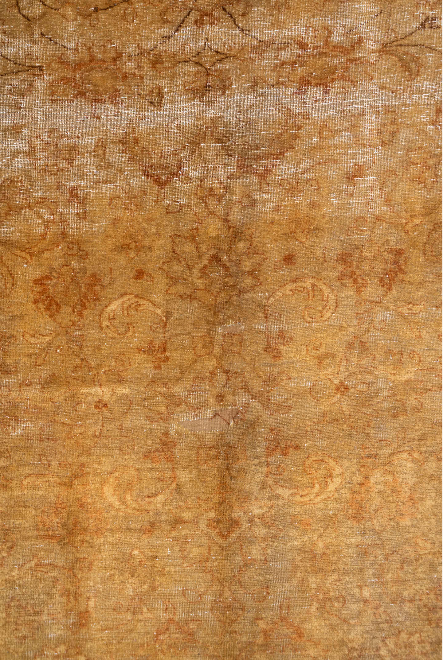 6' x 9' one-of-a-kind handmade vintage Sivas medium size rug. Color palette: brown, burlywood, light gray, off-white, orange