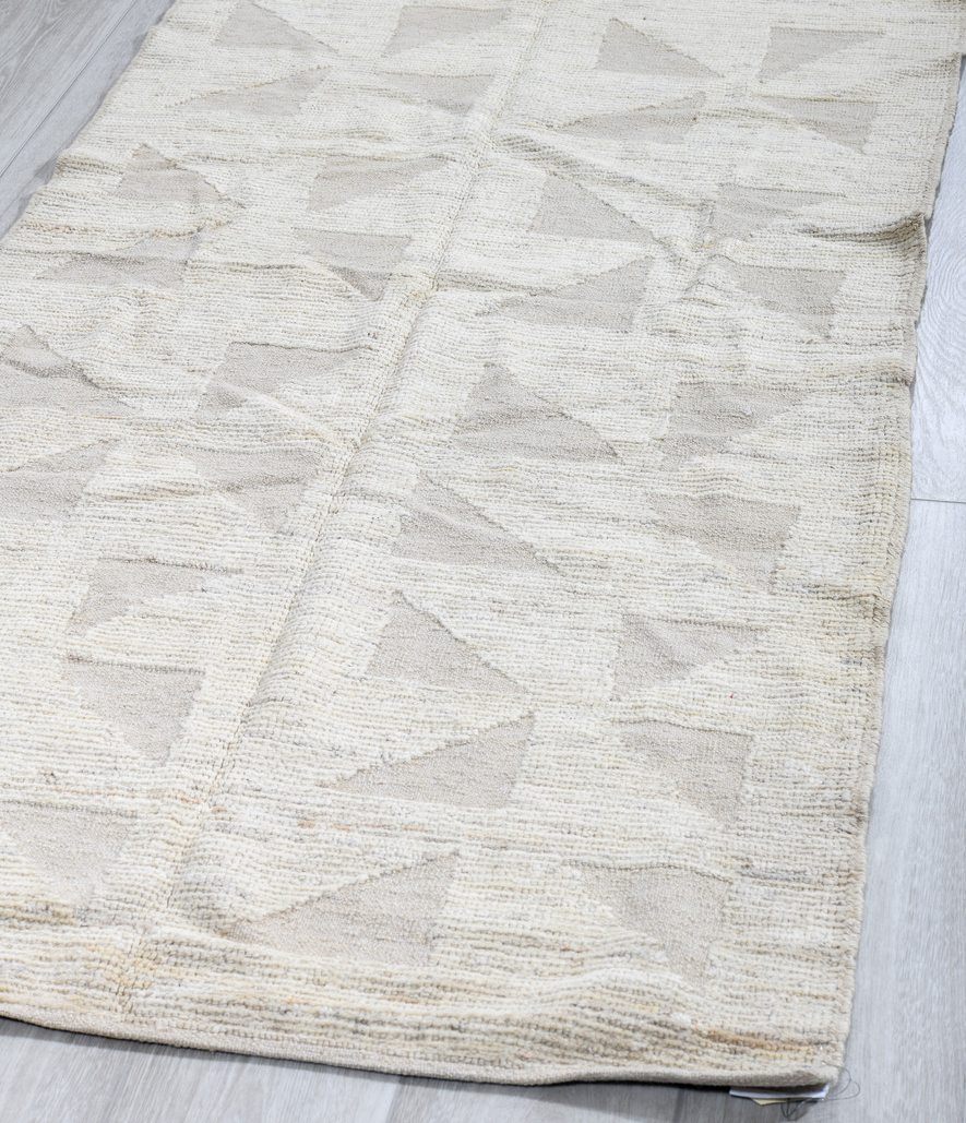 3' x 11' one-of-a-kind handmade vintage Tulu runner rug. Color palette: black, dark gray, gainsboro, gray, light gray