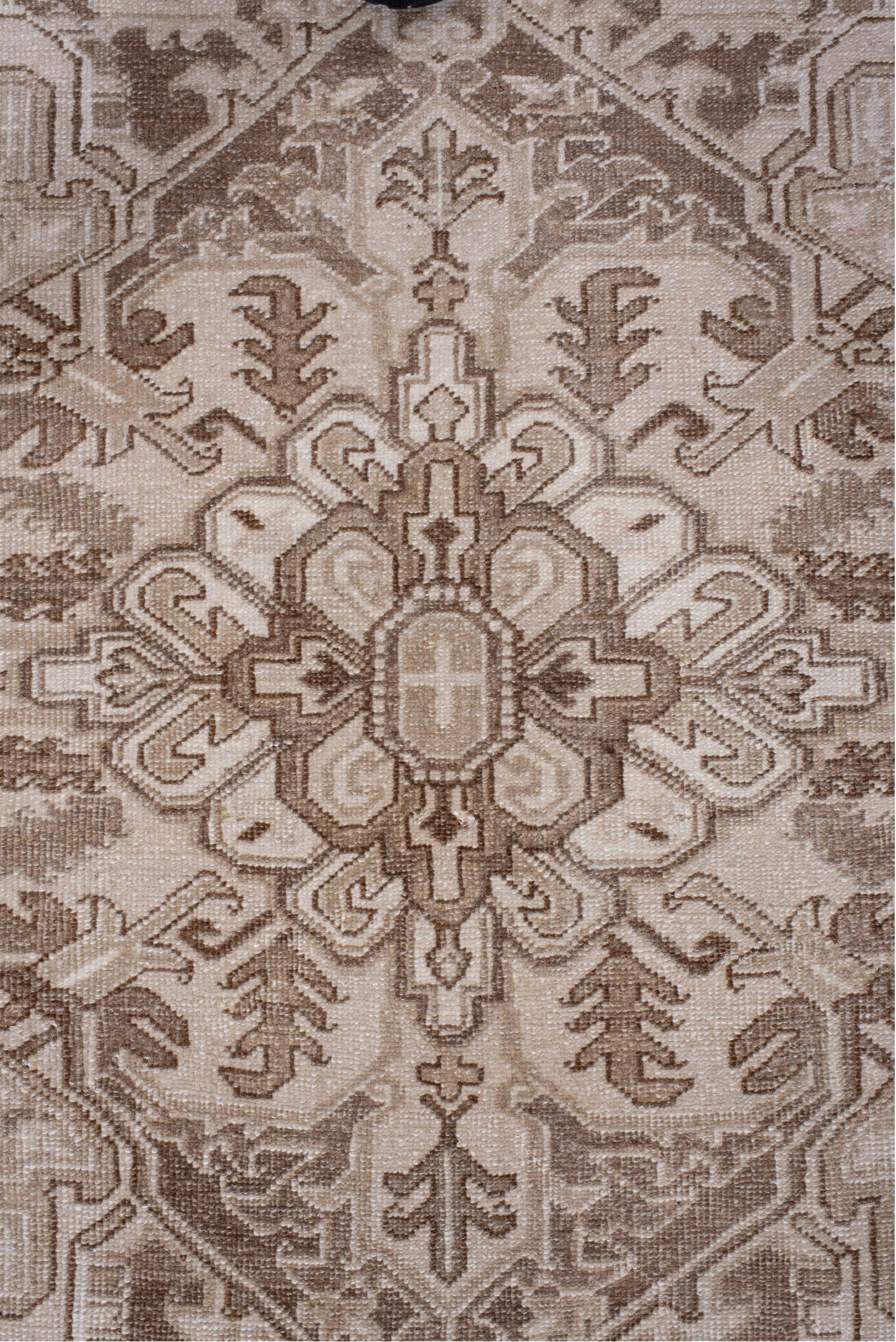 8' x 11' one-of-a-kind handmade vintage Heriz large size rug. Color palette: brown, gainsboro, gray, light gray, linen
