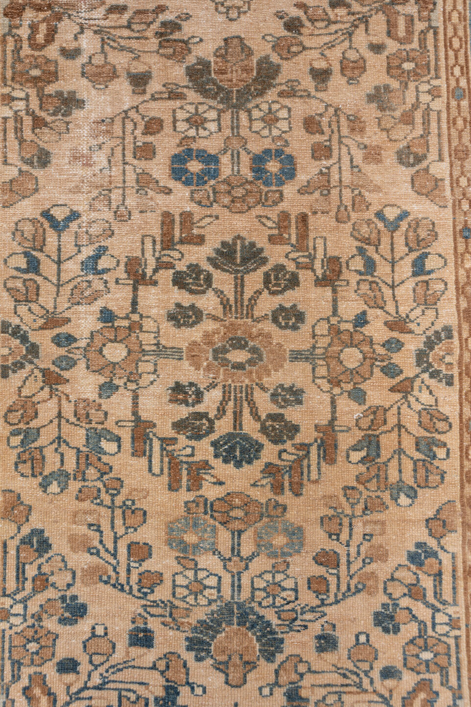 3' x 6' one-of-a-kind handmade vintage Sivas small size rug. Color palette: blue, brown, gray, pink