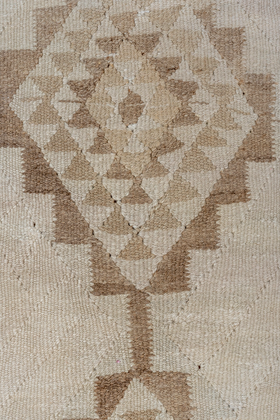 2' x 9' one-of-a-kind handmade vintage Kilim runner rug. Color palette: brown, gray, light gray, off-white, pink, snow