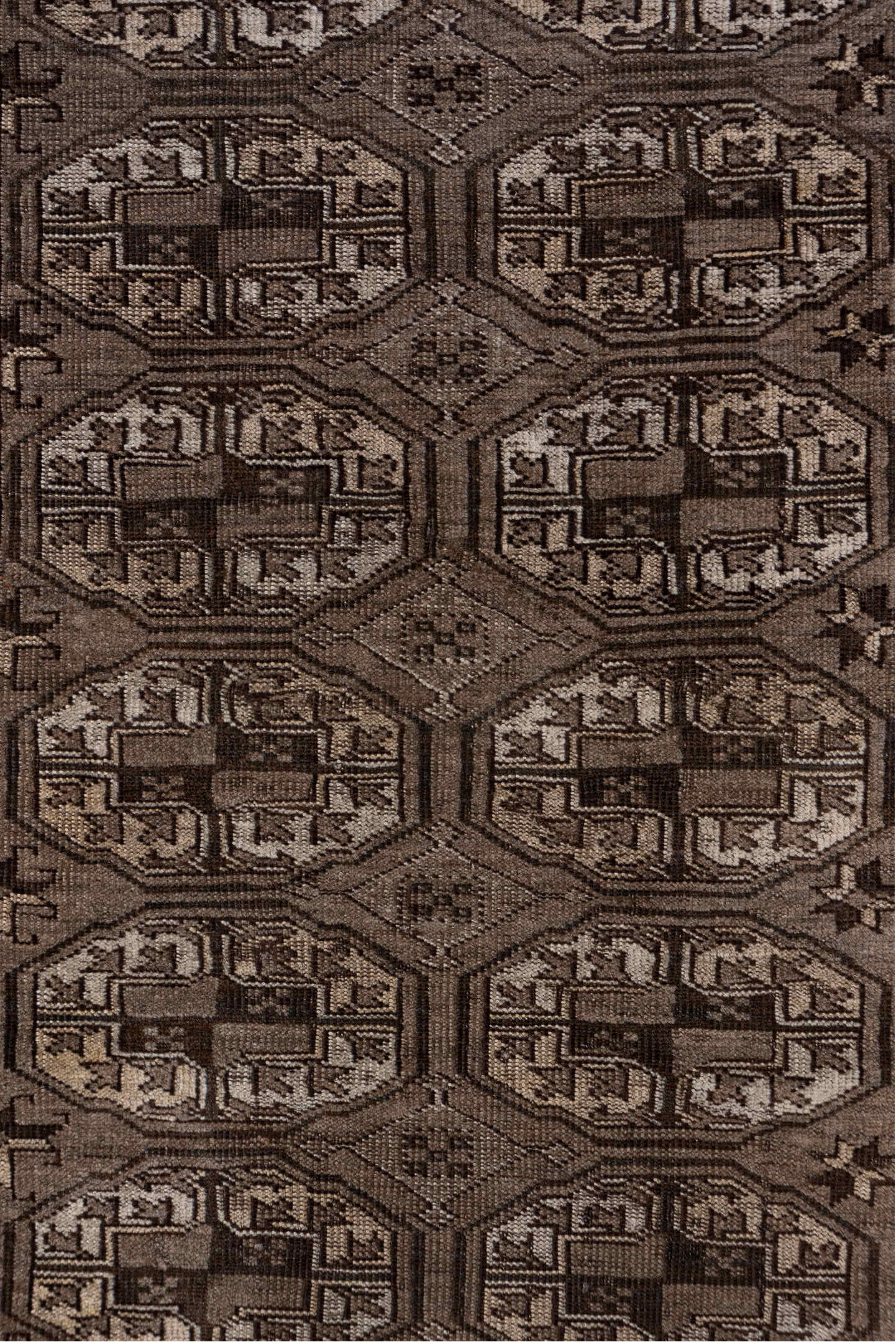 4' x 6' one-of-a-kind handmade vintage Afghan small size rug. Color palette: brown, gray, pink