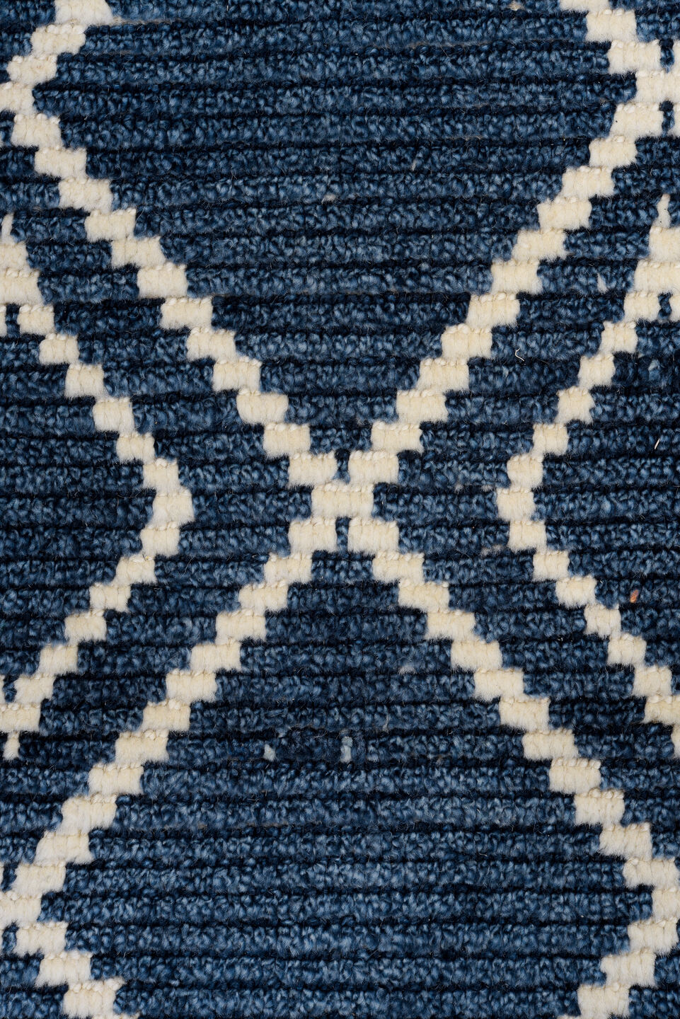 2' x 13' one-of-a-kind handmade vintage Tulu runner rug. Color palette: black, blue, dark gray, gray, light blue, light gray