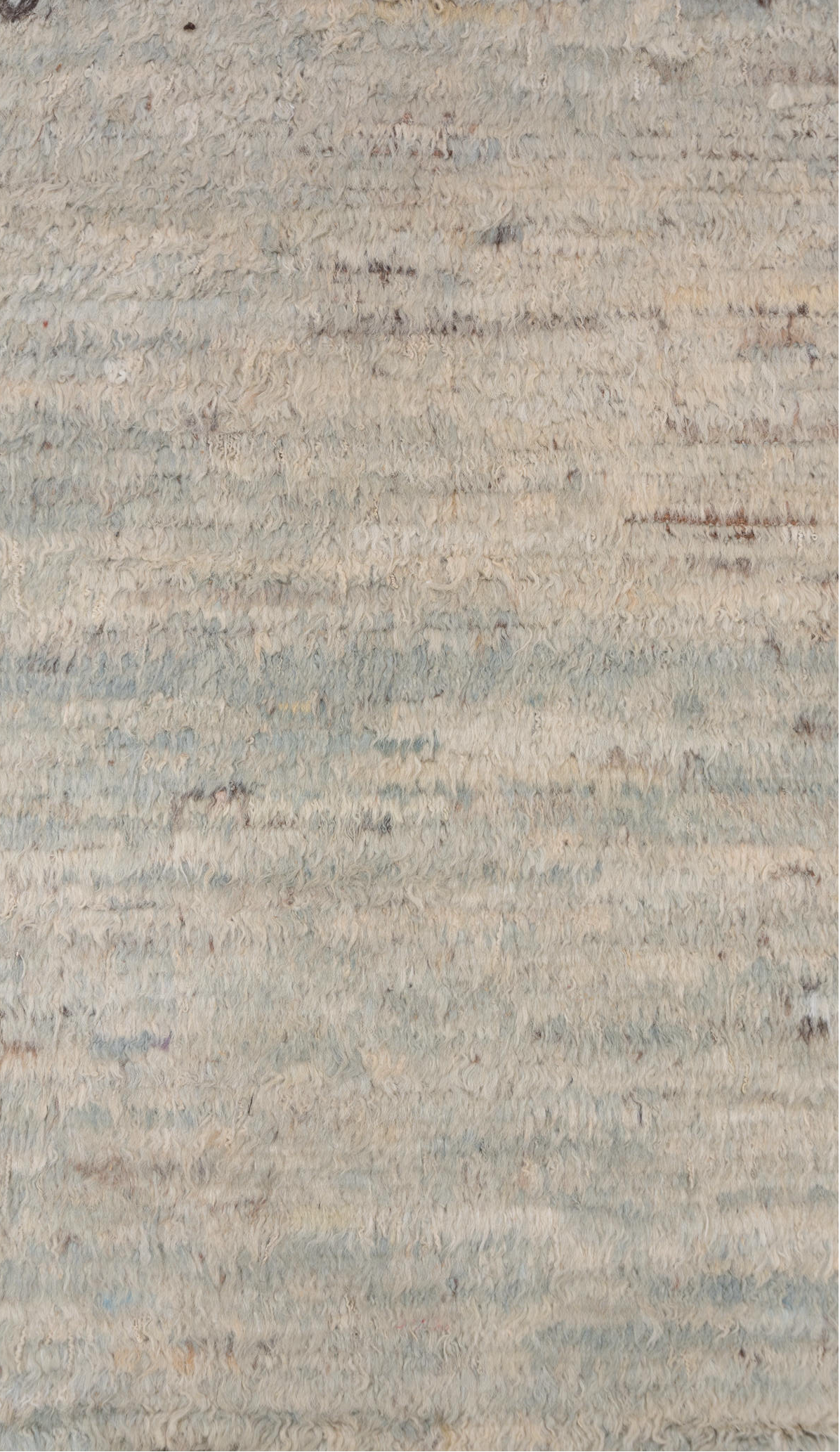 9' x 11' one-of-a-kind handmade vintage Tulu large size rug. Color palette: brown, gray, light gray, off-white, orange, pink