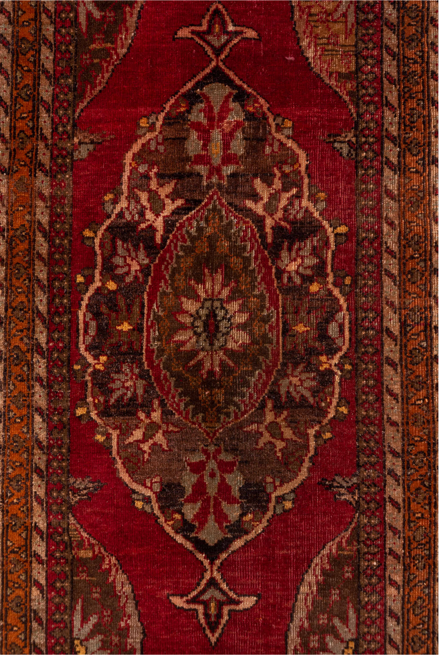 5' x 15' one-of-a-kind handmade vintage Sivas rug. Color palette: brown, gray, light gray, pink