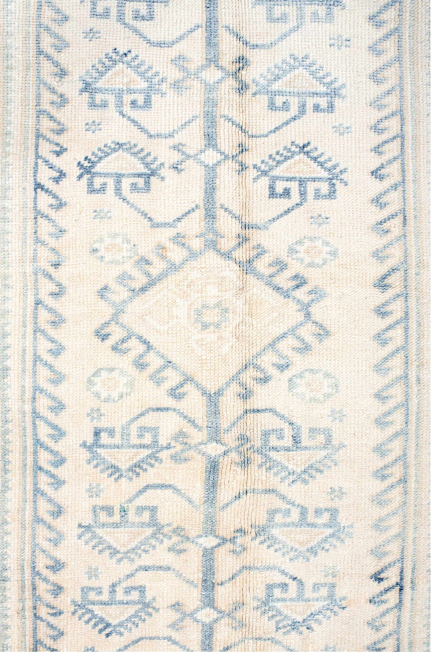 3' x 6' one-of-a-kind handmade vintage Anatol small size rug. Color palette: antiquewhite, dark gray, floral white