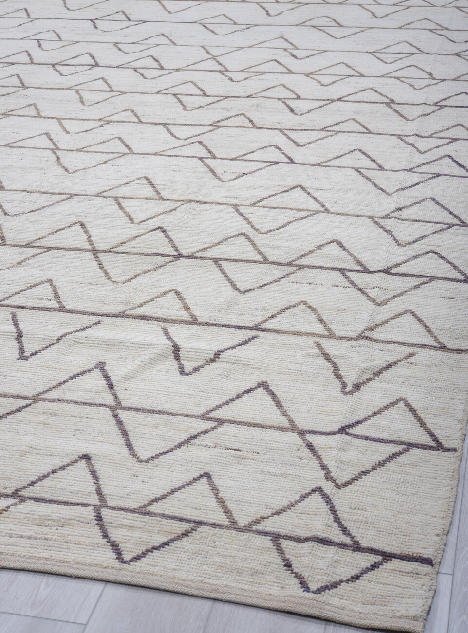 10' x 13' one-of-a-kind handmade vintage Tulu large size rug. Color palette: black, dark gray, gainsboro, gray, light gray