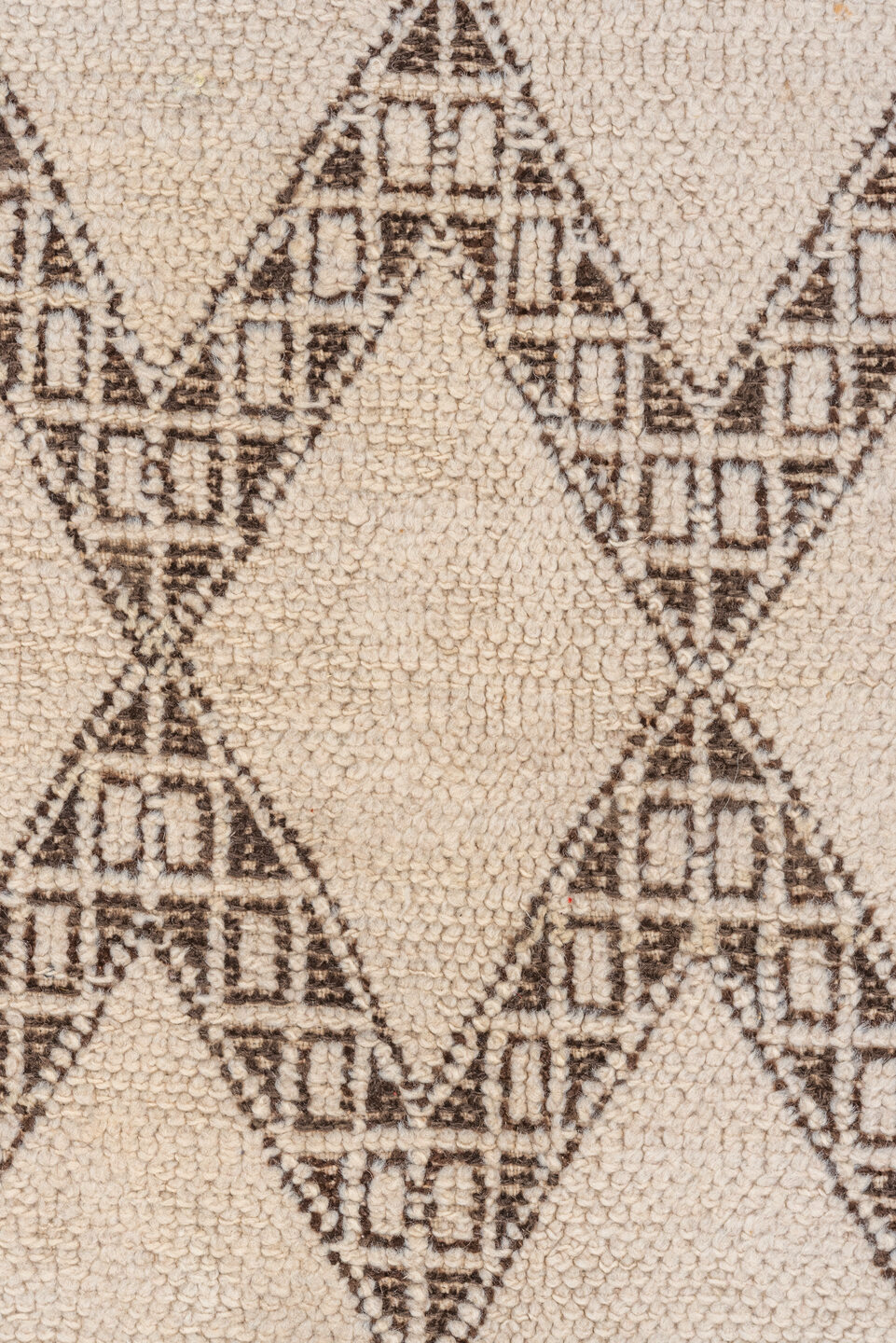 5' x 8' one-of-a-kind handmade vintage Moroccan medium size rug. Color palette: brown, gray, pink, off-white, light gray