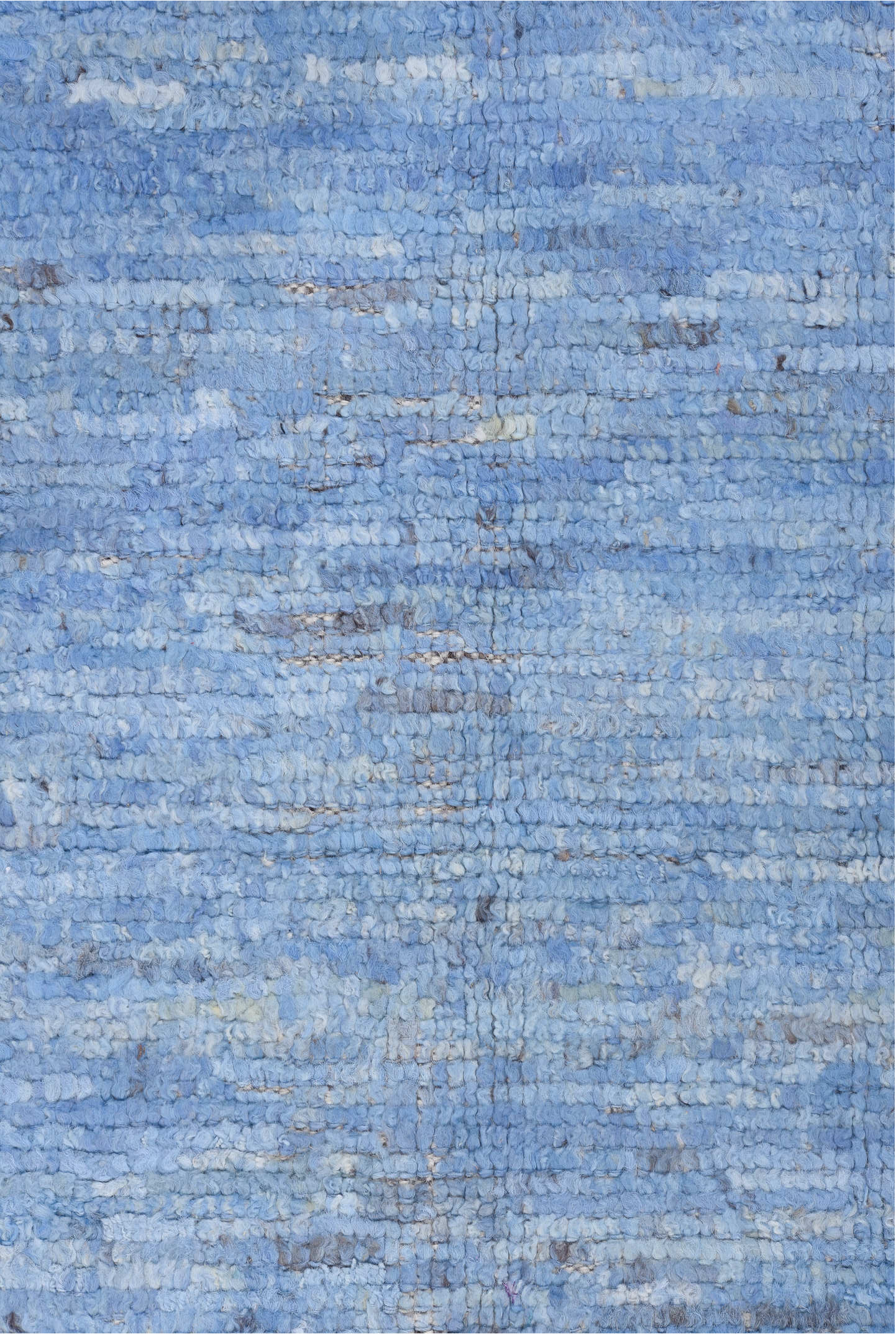9' x 12' one-of-a-kind handmade vintage Tulu large size rug. Color palette: blue, light blue, gray, light gray, off-white