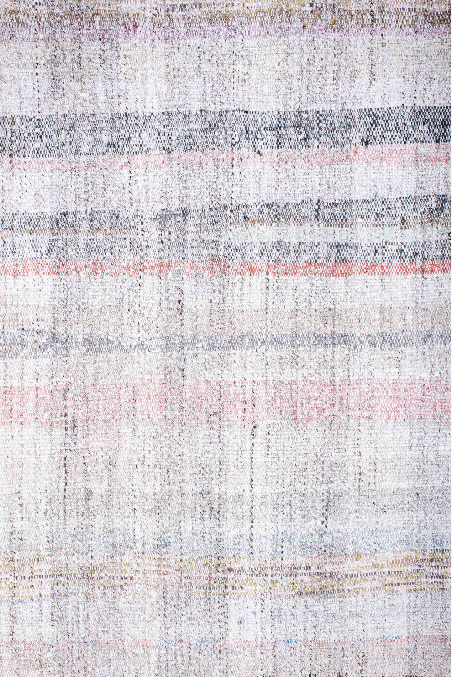 8' x 12' one-of-a-kind handmade vintage Rag Rug large size rug. Color palette: dark gray, gainsboro, gray, light blue