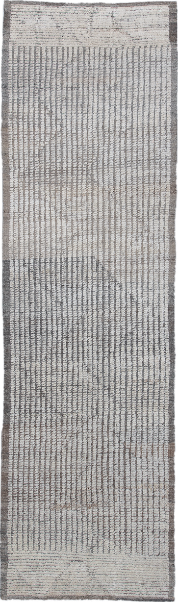 3' x 10' one-of-a-kind handmade vintage Tulu runner rug. Color palette: black, charcoal, dark gray, dim gray, gainsboro