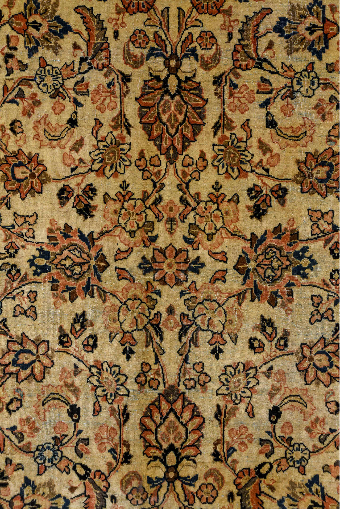 8' x 11' one-of-a-kind handmade vintage Sarouk large size rug. Color palette: black, blue, brown, charcoal, dim gray, gray