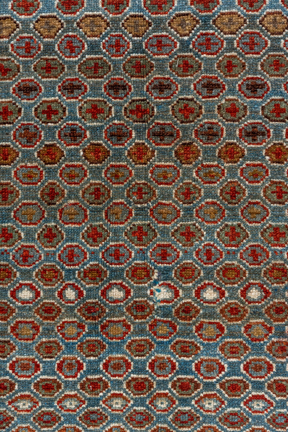 3' x 6' one-of-a-kind handmade vintage Malayer small size rug. Color palette: arapawa, black, blue, brown, dark gray, gray