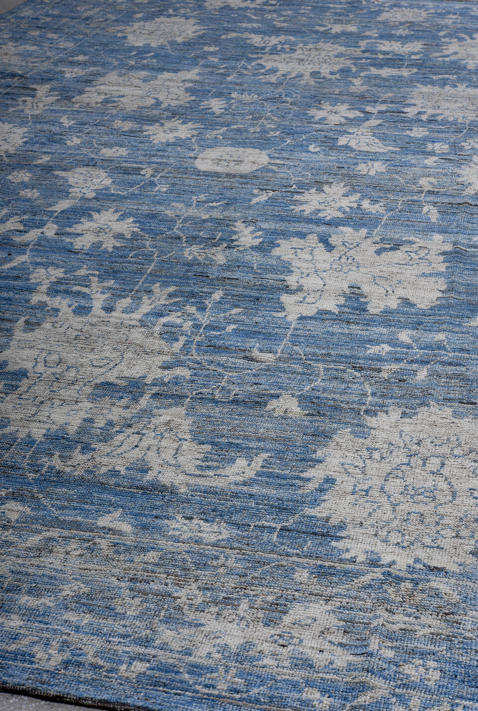 11' x 18' one-of-a-kind handmade vintage Oushak oversize rug. Color palette: brown, light gray, off-white, orange, pink, red