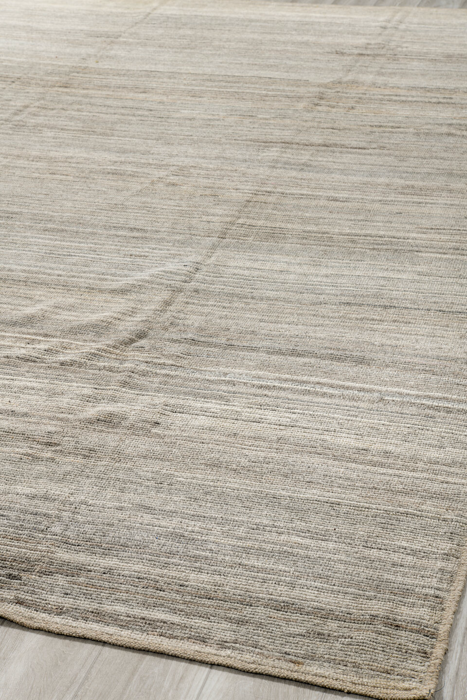 9' x 12' one-of-a-kind handmade vintage Tulu large size rug. Color palette: black, gainsboro, gray, light gray, off-white